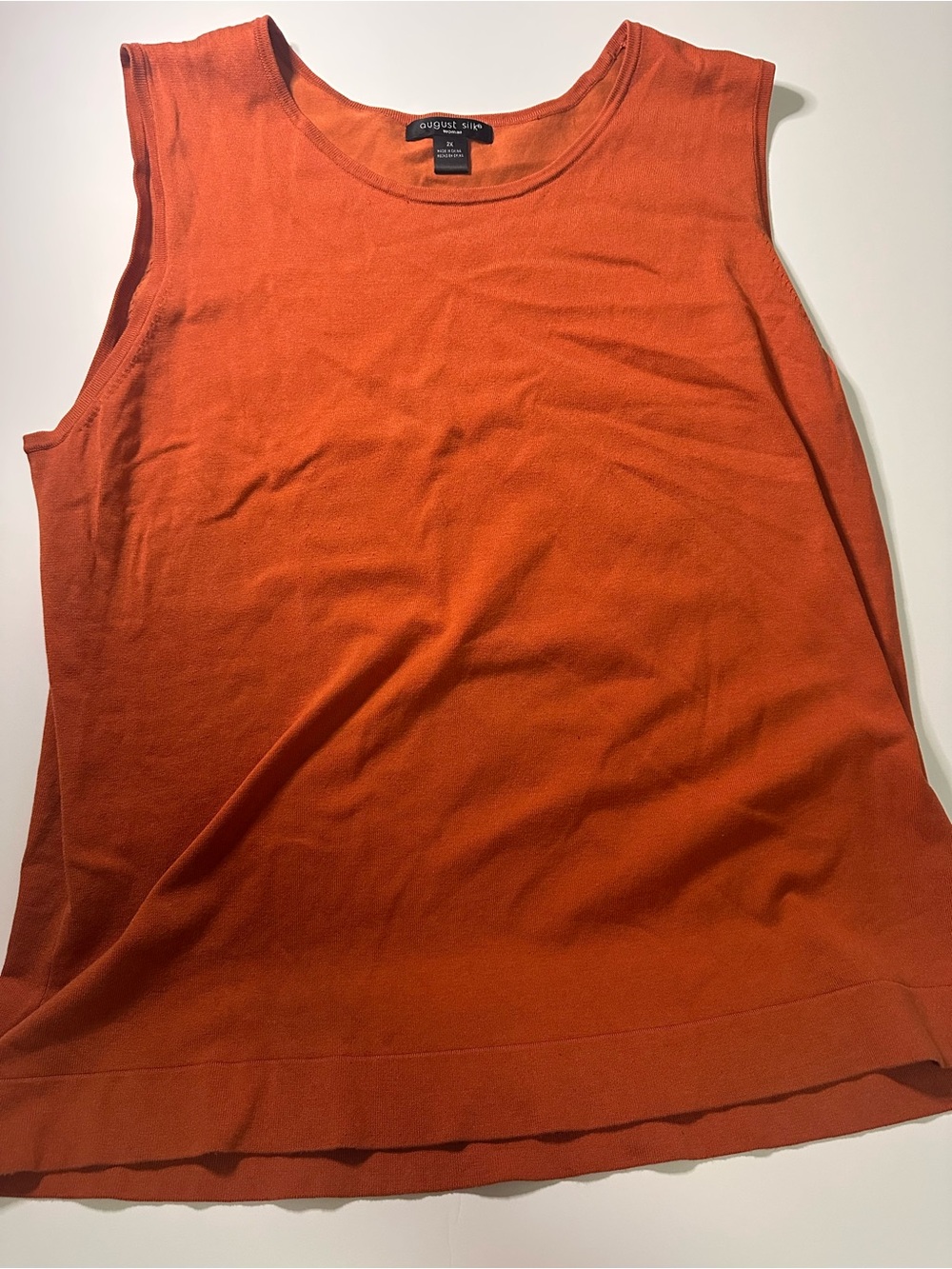 August Silk Women’s Rust Orange Sleeveless Knit Top Size 2X